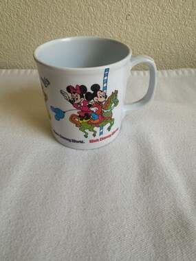 Vintage Walt Disney World Carousel Melamine Kids Mug Mickey & Friends